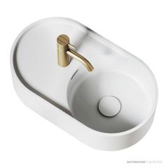 Omvivo Lune 510mm Wall Basin, Right Bowl, Matt White LUVSS510RHB