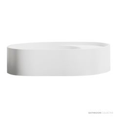 Omvivo Lune 550mm Above Counter Basin, Left Bowl/Right Bowl, Matt White LUVSS550