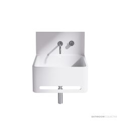 Omvivo Vision Wall Basin, Towel Rail & Splashback, 2TH, Matt White VISS550WB-SBTR