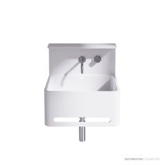 Omvivo Vision Wall Basin, Towel Rail, Splashback & Shelf, 2TH, Matt White VISS550WB-SBTRSH