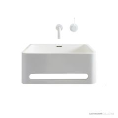 Omvivo Vision Wall Basin, Towel Rail, Matt White VISS550WB-TR