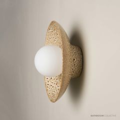Robert Gordon Pottery Dish Wall Sconce White Ochre 225502