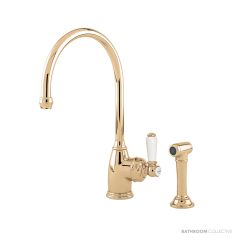 Shaws by Perrin & Rowe Yarrow Kitchen Mixer with Spray Rinse - Polished Brass AUSH.4346BRWPC