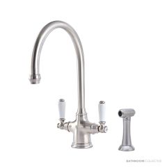 Shaws by Perrin & Rowe Ribble Kitchen Mixer with Spray Rinse - Pewter AUSH.4360PFWPC