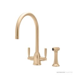 Shaws by Perrin & Rowe Silverdale Kitchen Mixer with Spray Rinse - Satin Brass AUSH.4866SB