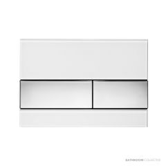 TECE Square Glass Flush Button, White Glass, Chrome Buttons 9.240.802