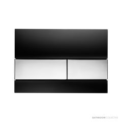 TECE Square Glass Flush Button, Black Glass, Chrome Buttons 9.240.807