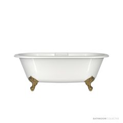 Victoria & Albert Cheshire 1744mm Stone Bath with Ball + Claw Feet, Polished Brass CHE-N-SW-NO+FT-CHE-PB