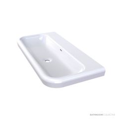 Victoria & Albert Lario 100 Solo Stone Undermount Basin 999 x 479 x 135mm, with Overflow and No Taphole, Gloss White DB-LAR-N-100-IO