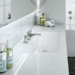 Victoria & Albert Rosendale 122 Stone Drop In or Undermount Basin 1215 x 380 x 148mm, with Overflow, Gloss White DU-ROS-122-IO