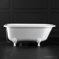 Victoria & Albert Hampshire 1500mm Stone Bath with Ball + Claw Feet, White Metal HA1-N-SW-NO+FT-HAM-WH