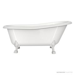 Victoria & Albert Roxburgh 1704mm Stone Bath with Lion’s Paw Feet, White Metal ROX-N-SW-NO+FT-ROX-WH