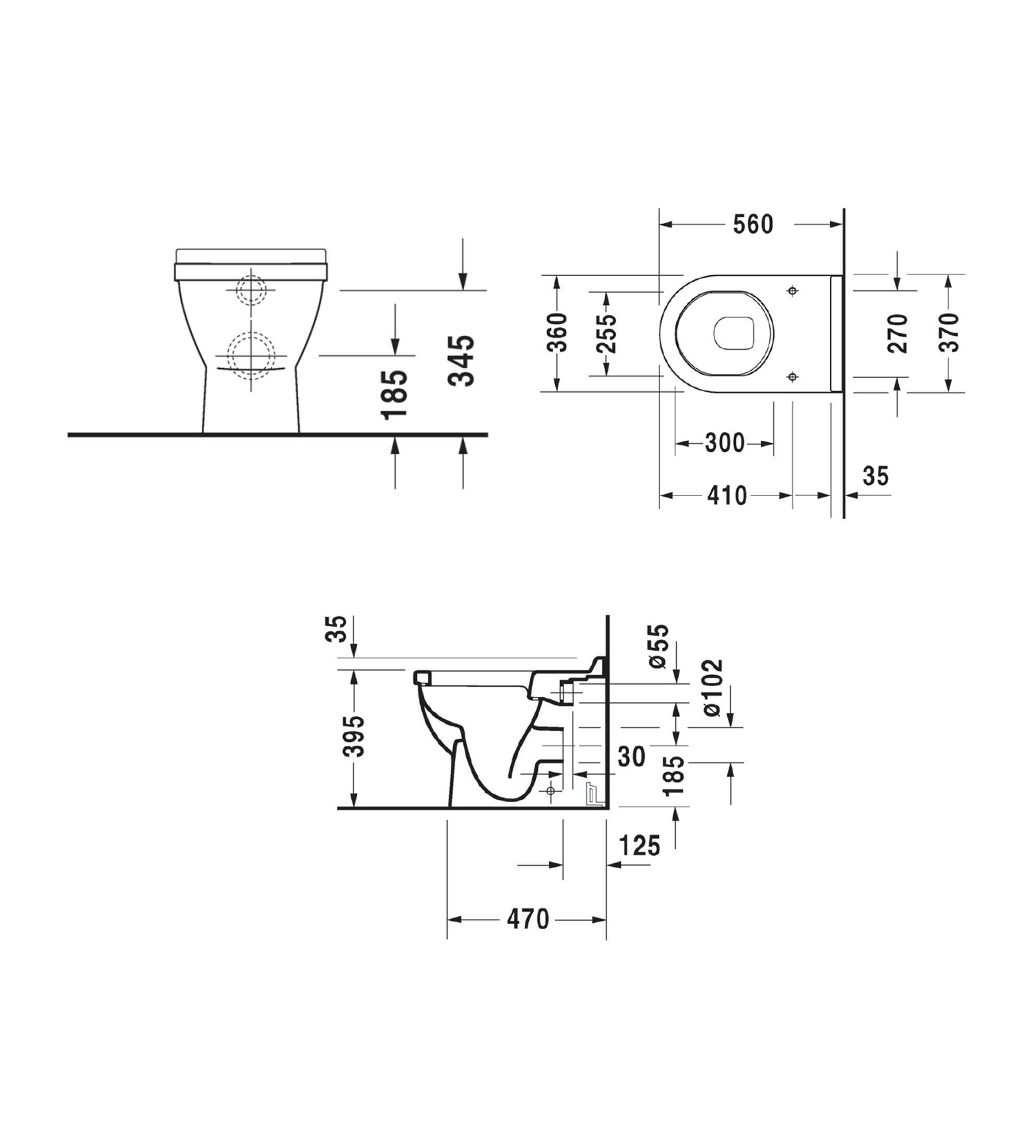 Duravit Starck 3 Wall Faced Toilet Pan