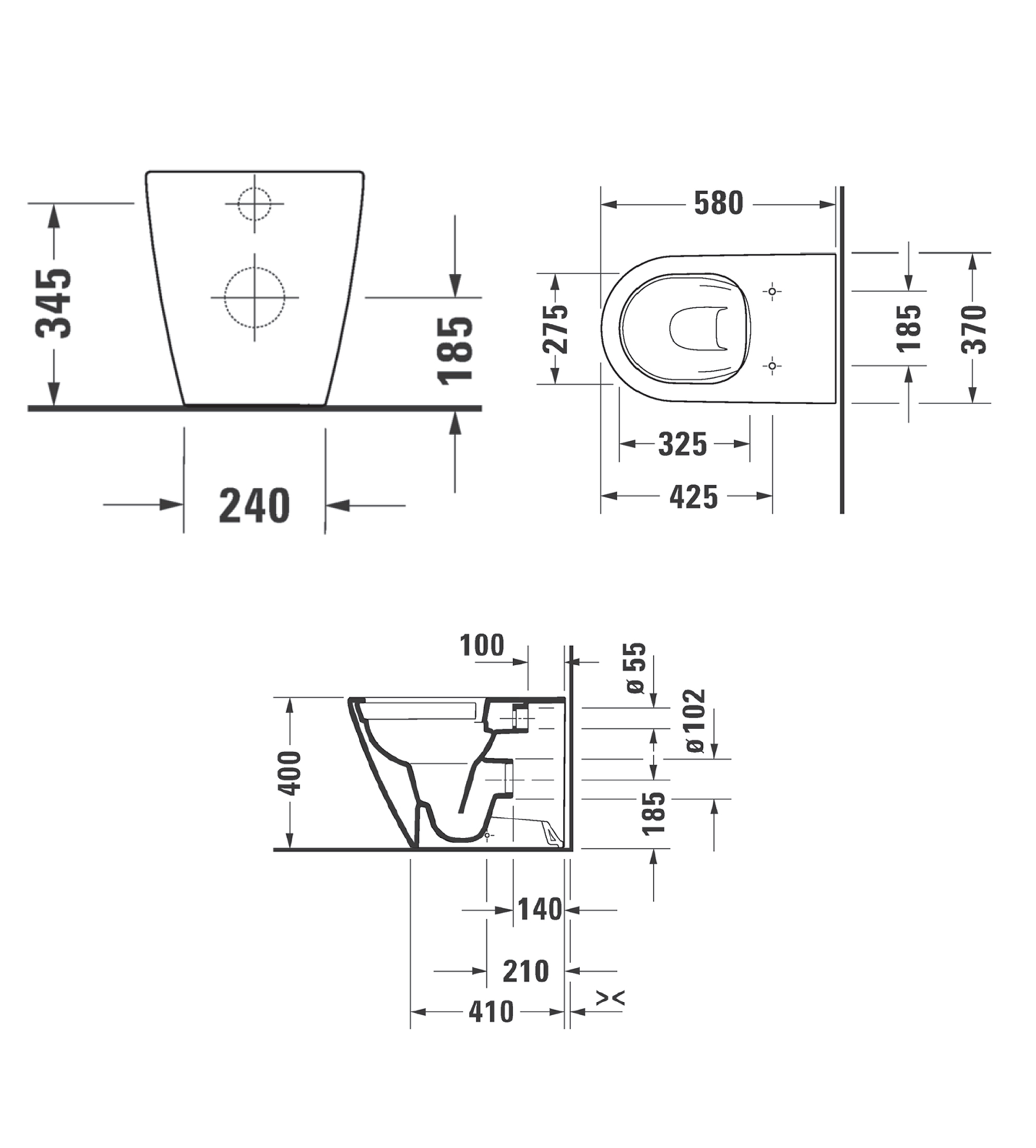 Duravit D-Neo Wall Faced Toilet Pan