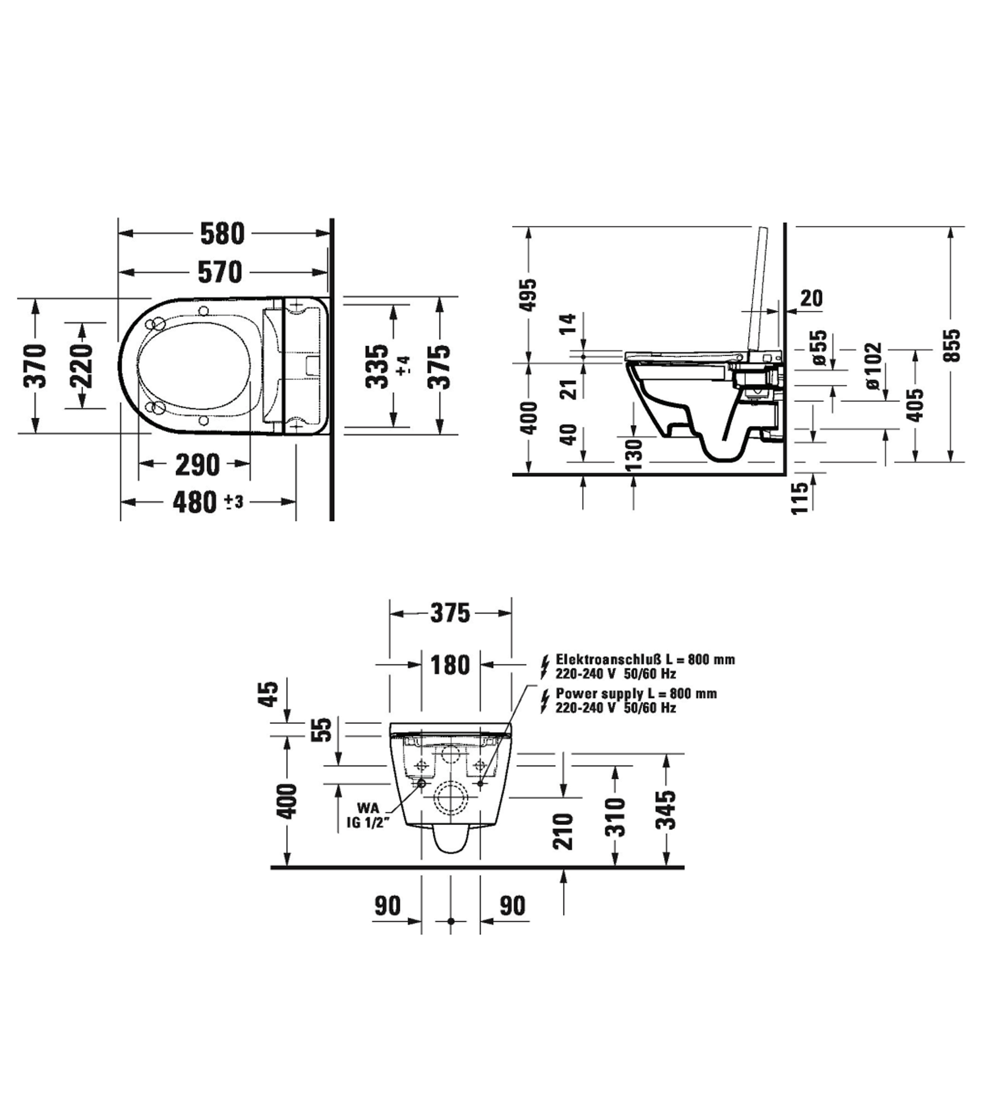 Duravit Sensowash D-Neo Wall Hung Smart Toilet