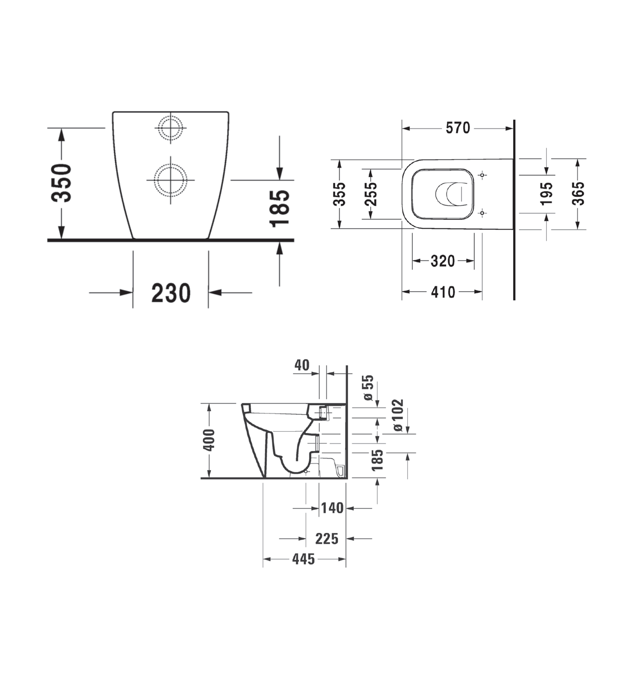 Duravit Happy D.2 Wall Faced Toilet Pan