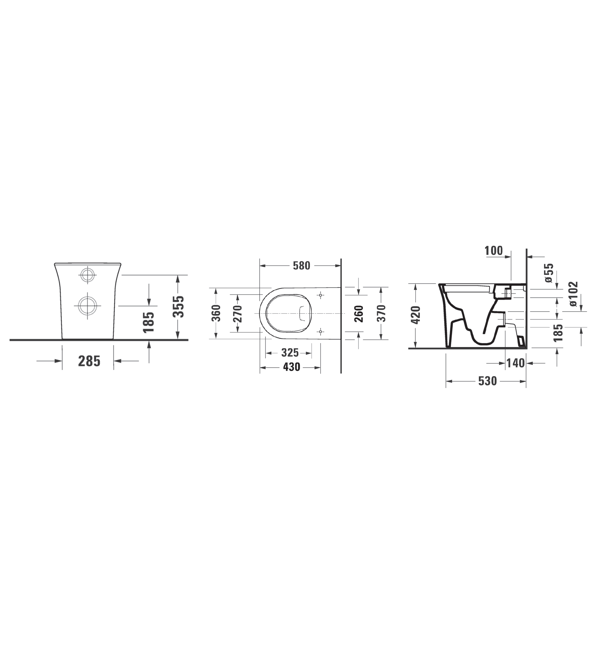 Duravit White Tulip Wall Faced Toilet Pan