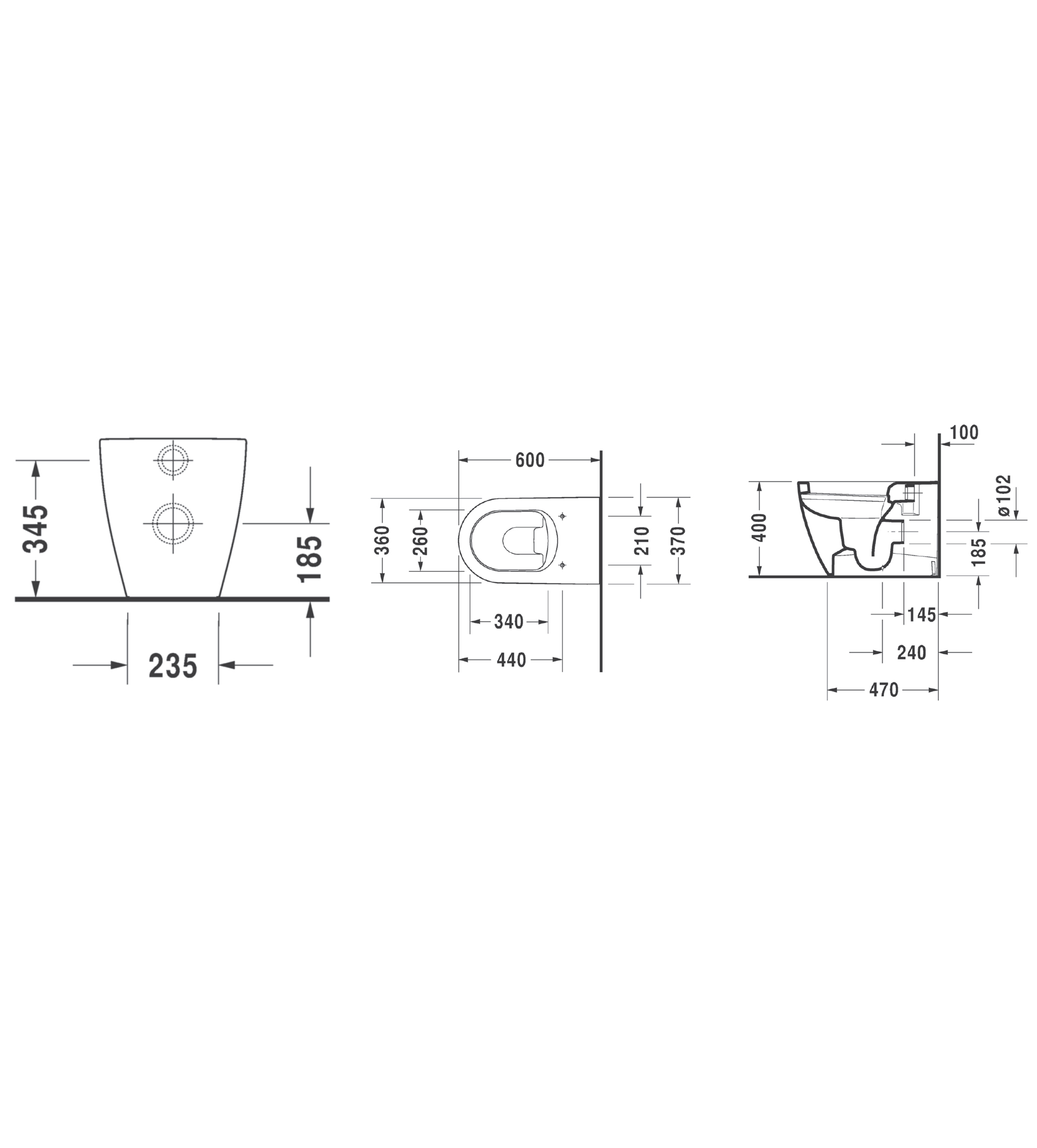 Duravit Soleil By Starck Wall Faced Toilet Pan