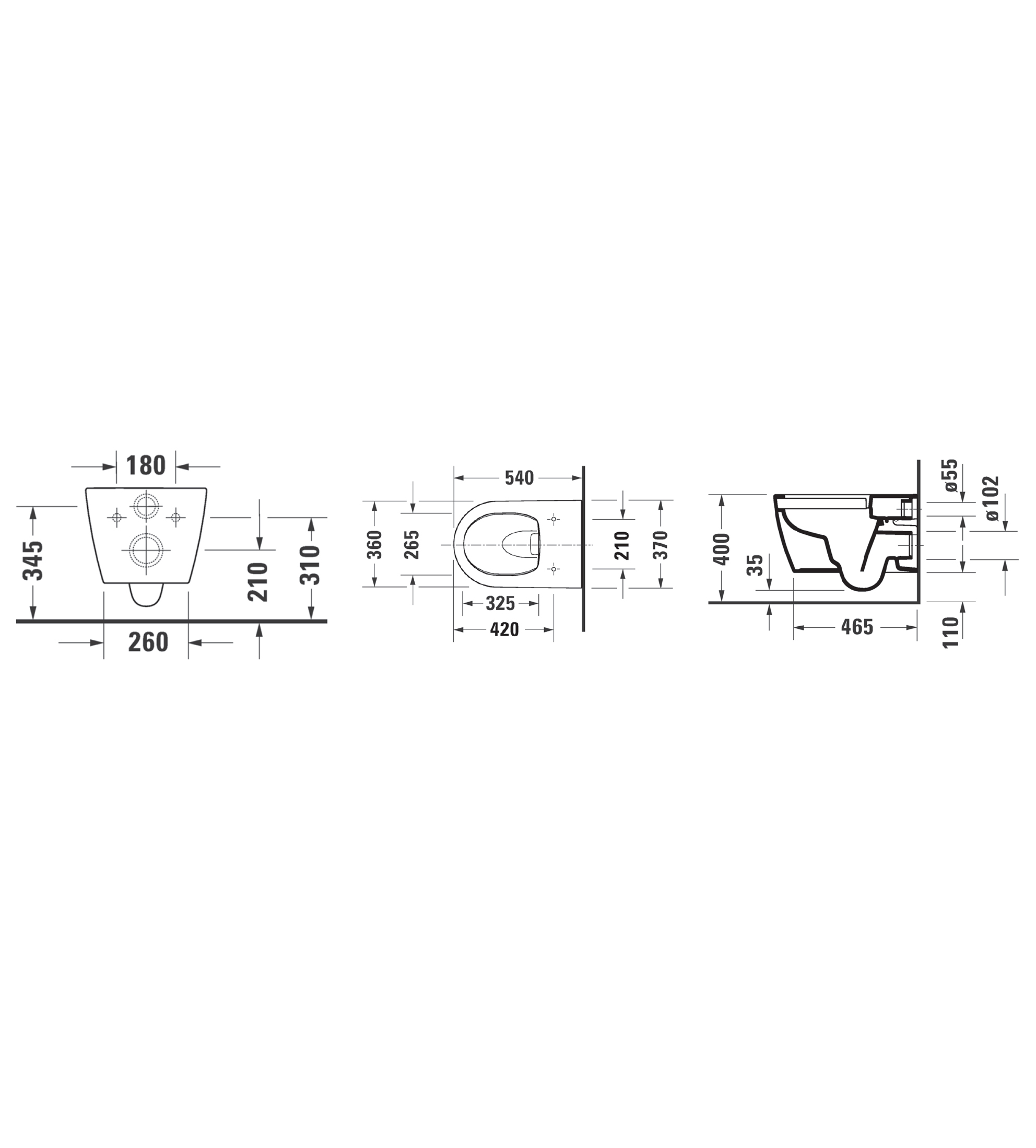 Duravit Soleil By Starck Wall Hung Toilet Pan
