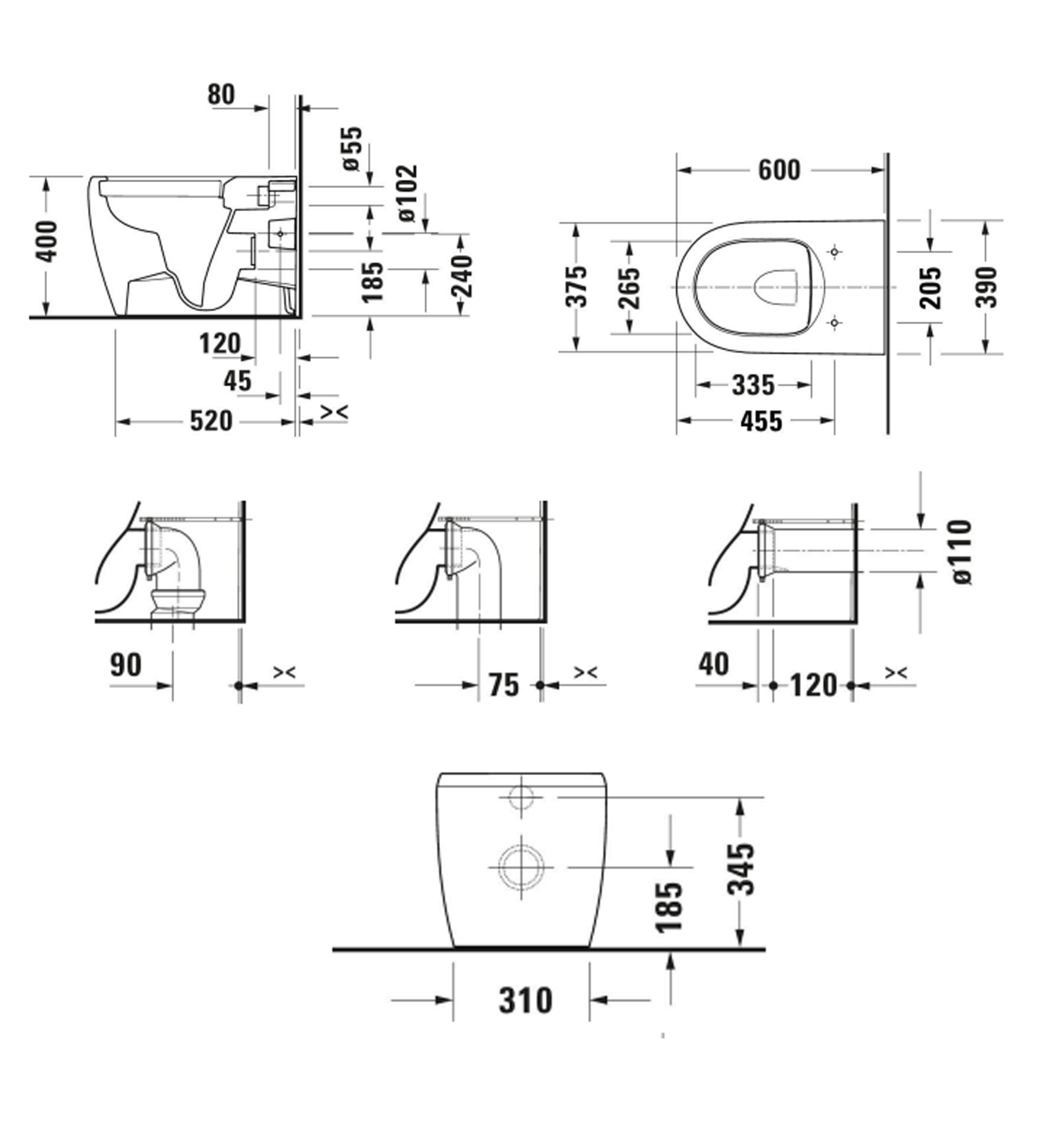 Duravit Qatego Wall Faced Toilet Pan