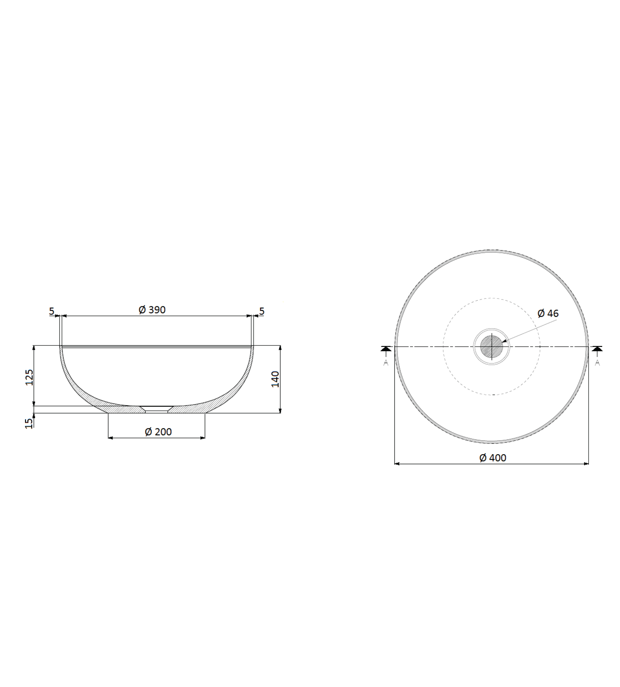 Domus Living Ampolla 400mm Above Counter Basin, Matte White