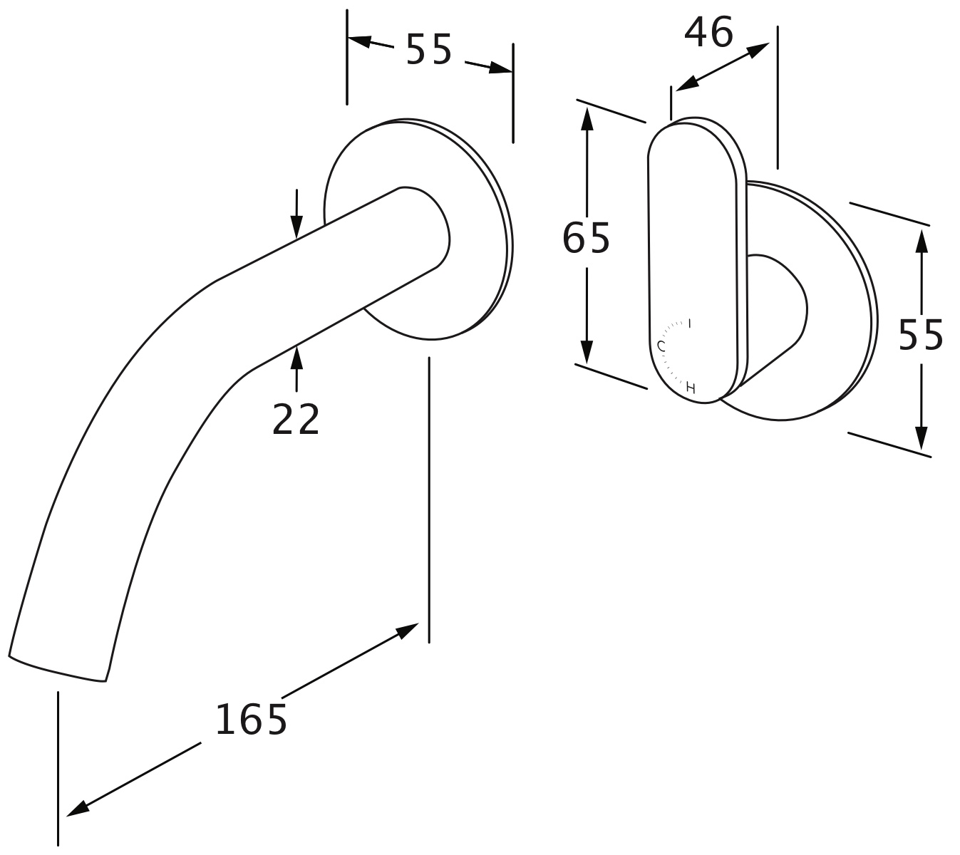 Sussex Duet Progressive Wall Basin Mixer System 165mm