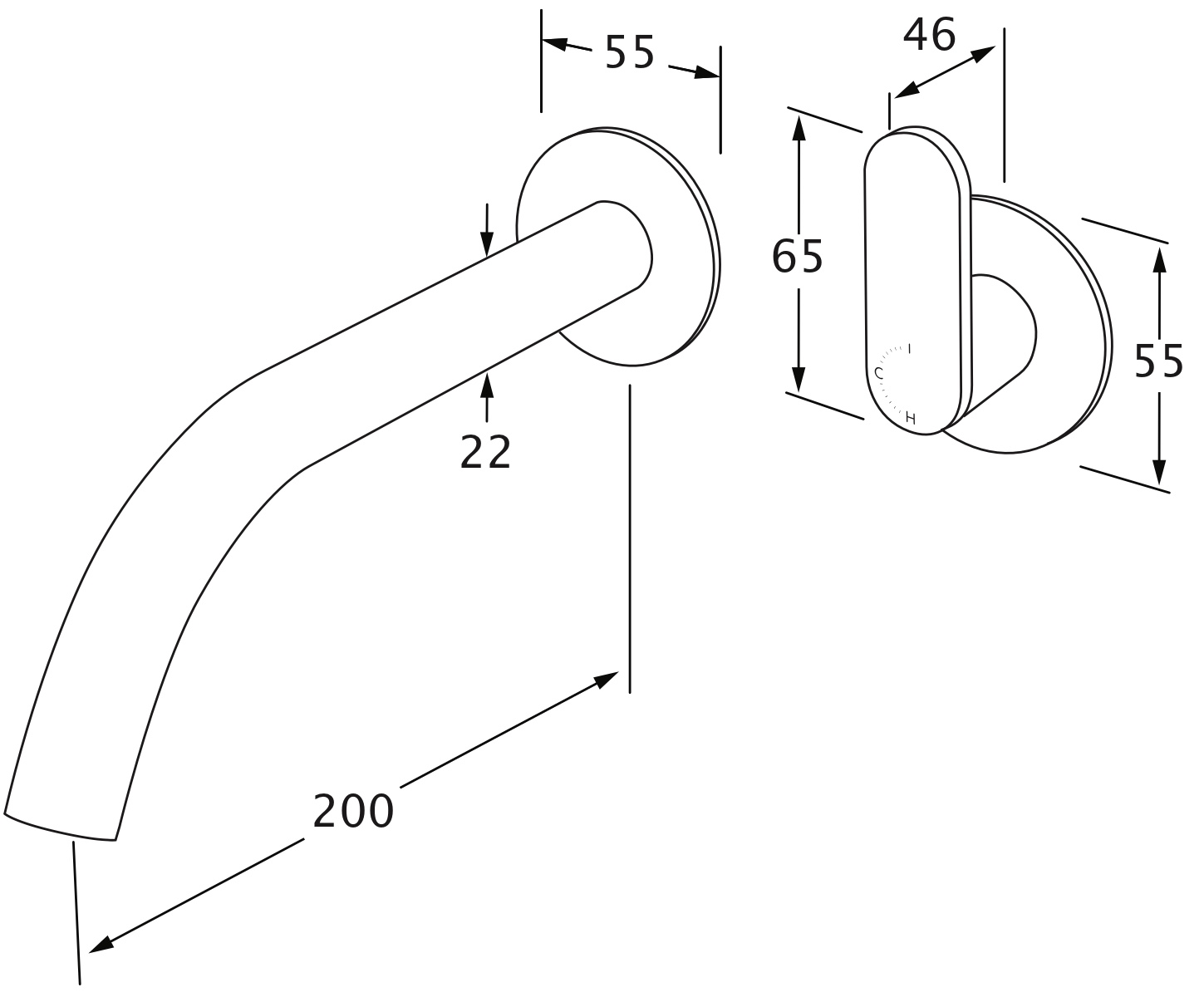 Sussex Duet Progressive Wall Basin Mixer System 200mm