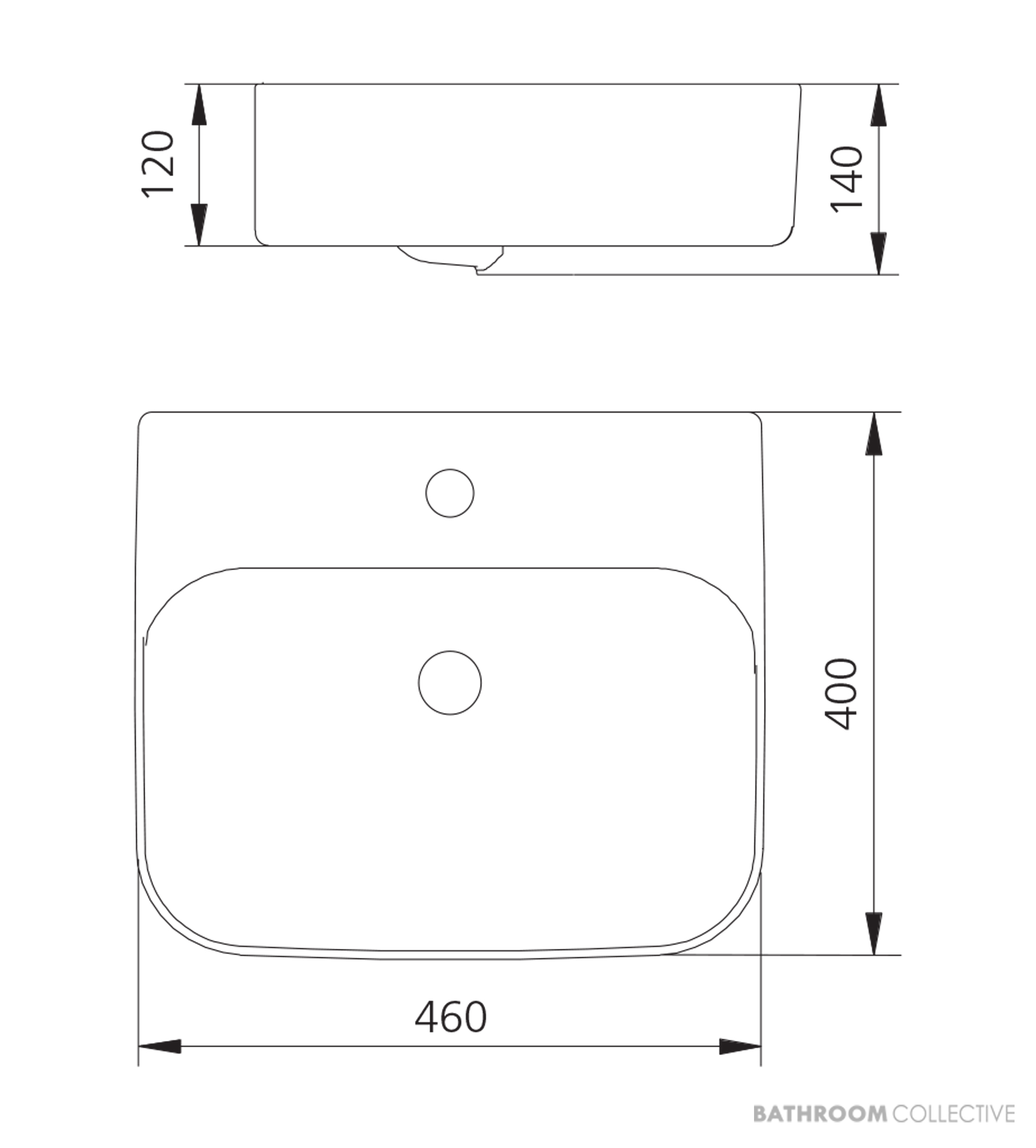 Oliveri Dublin Counter Top Basin 460mm, 1TH, White