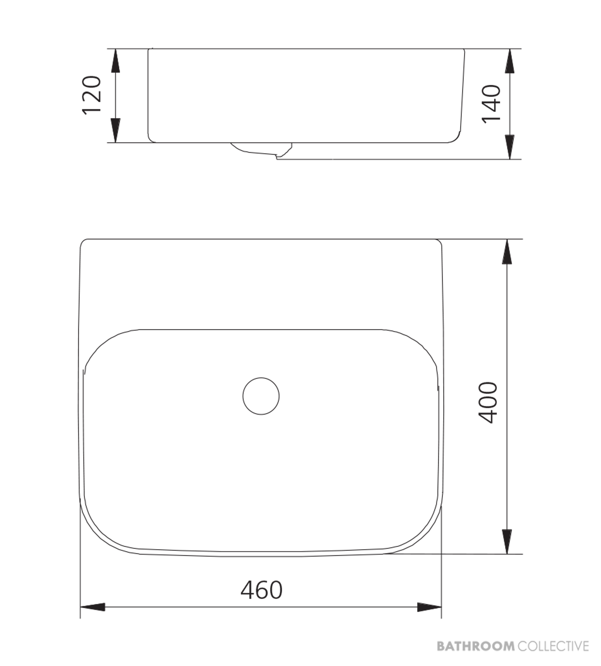 Oliveri Dublin Counter Top Basin 460mm, White