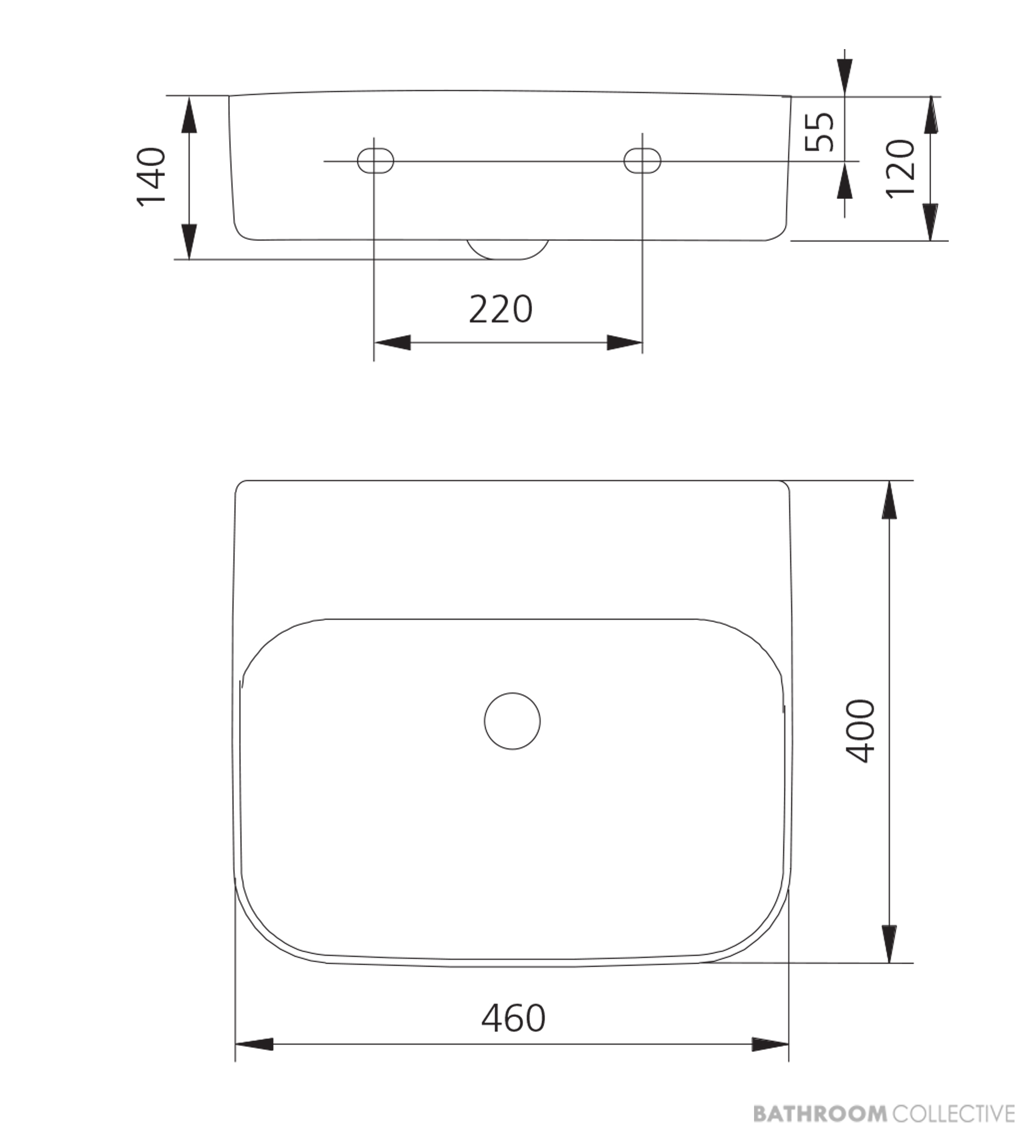 Oliveri Dublin Wall Hung Basin 460mm, White