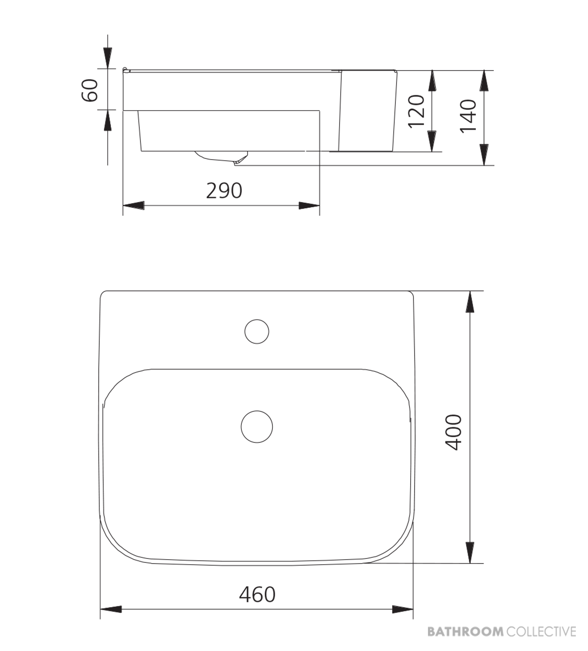 Oliveri Dublin Semi-Recessed Basin 460mm, 1TH, White