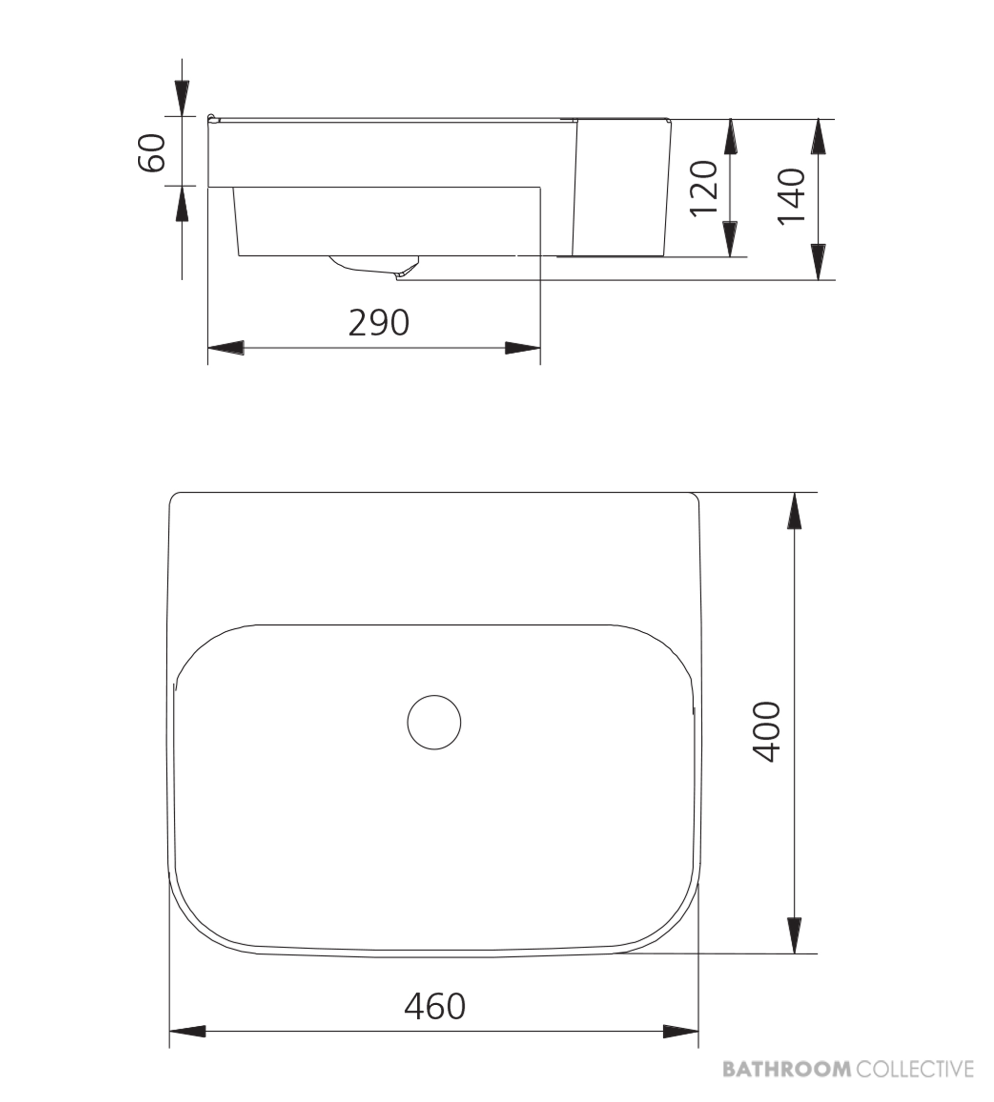 Oliveri Dublin Semi-Recessed Basin 460mm, White