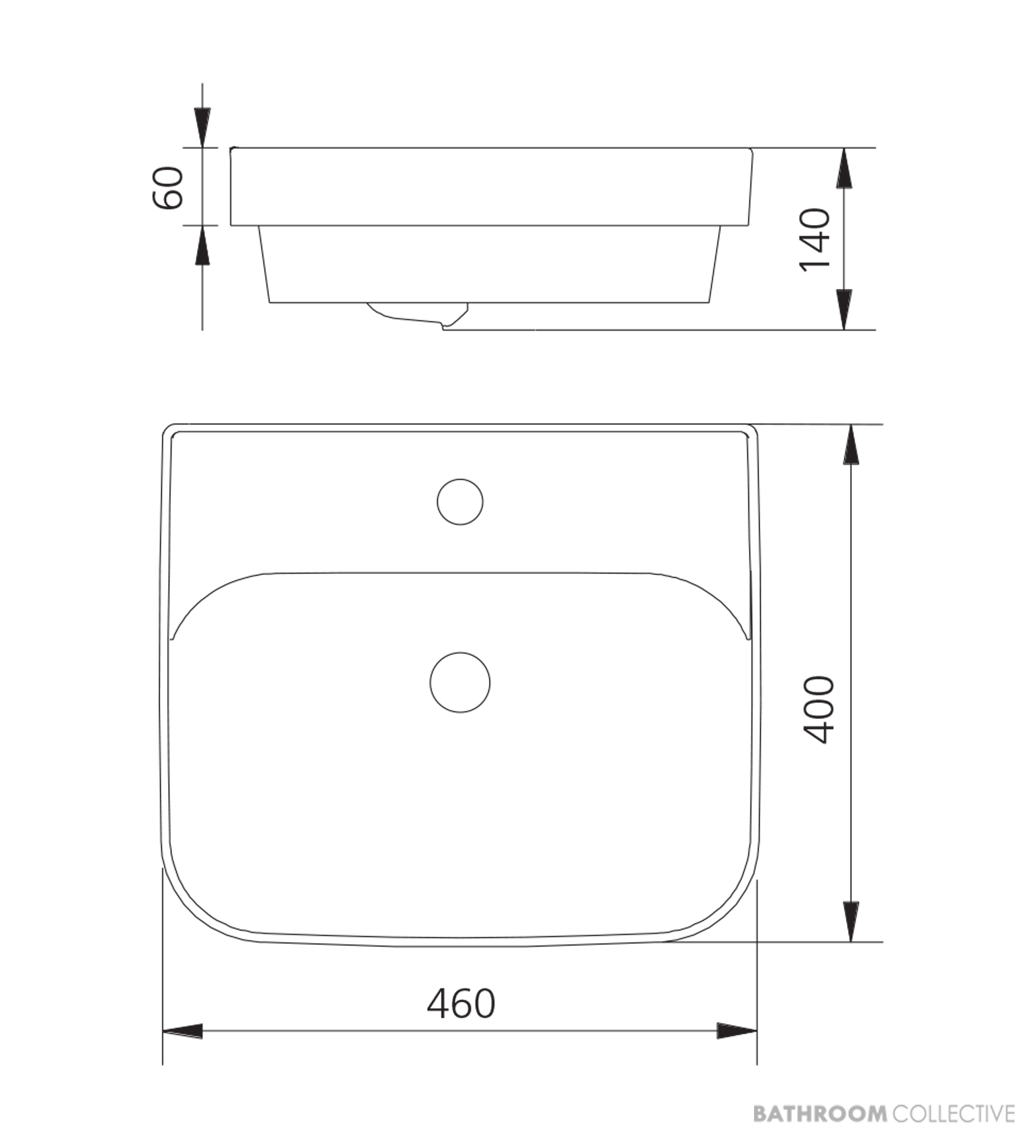 Oliveri Dublin Inset Basin 460mm, 1TH, White