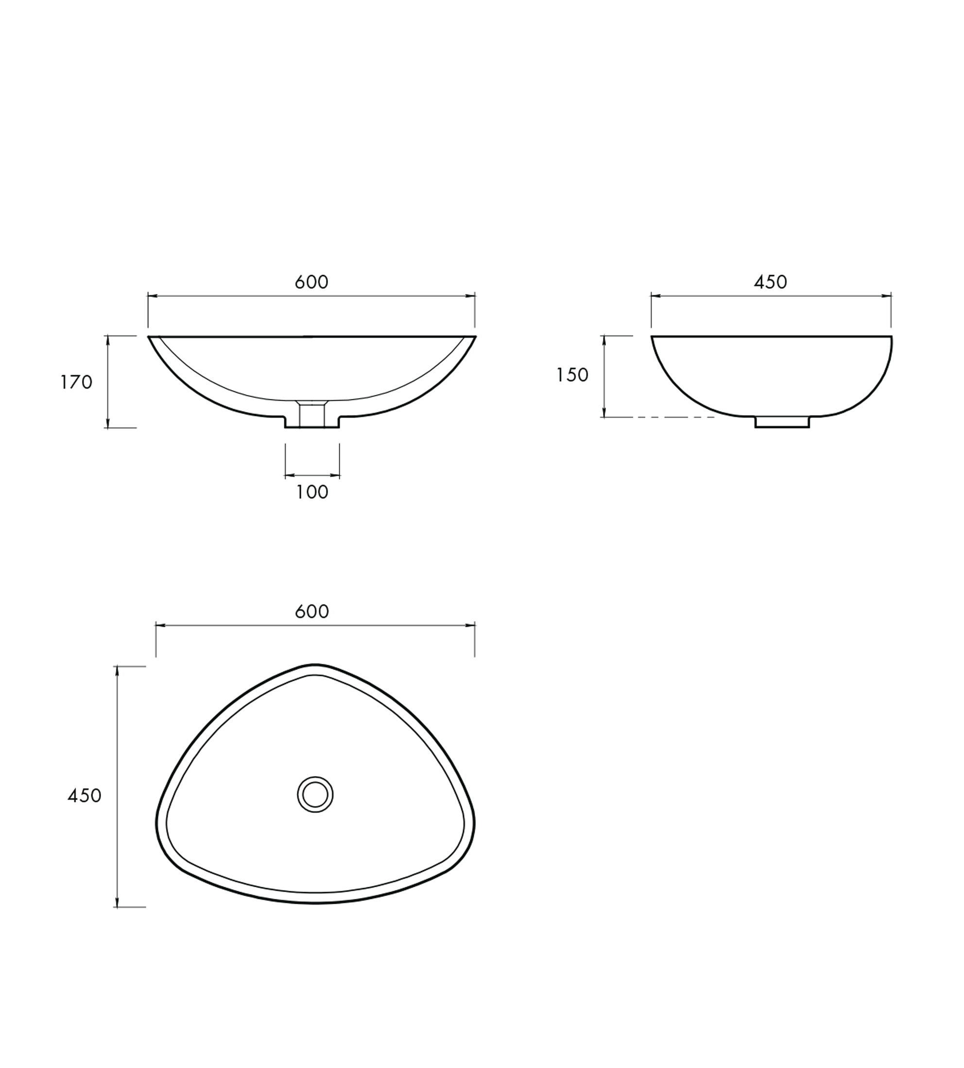 Apaiser Eclipse 600mm Stone Basin