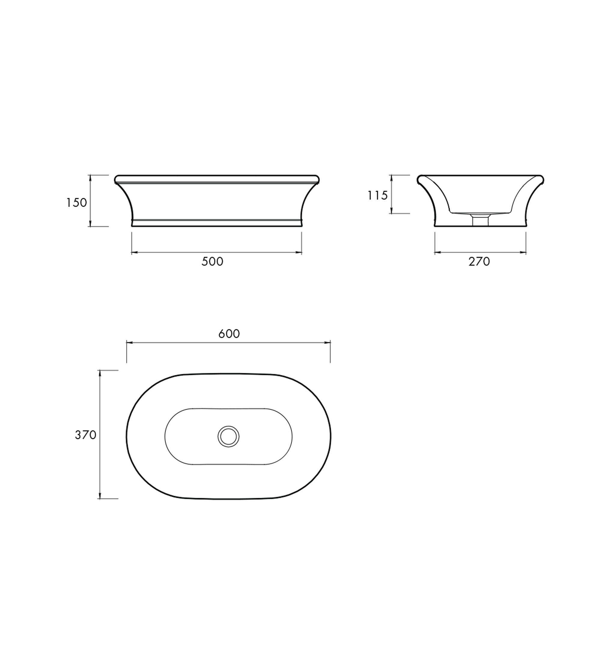 Apaiser Emerald 600mm Stone Basin