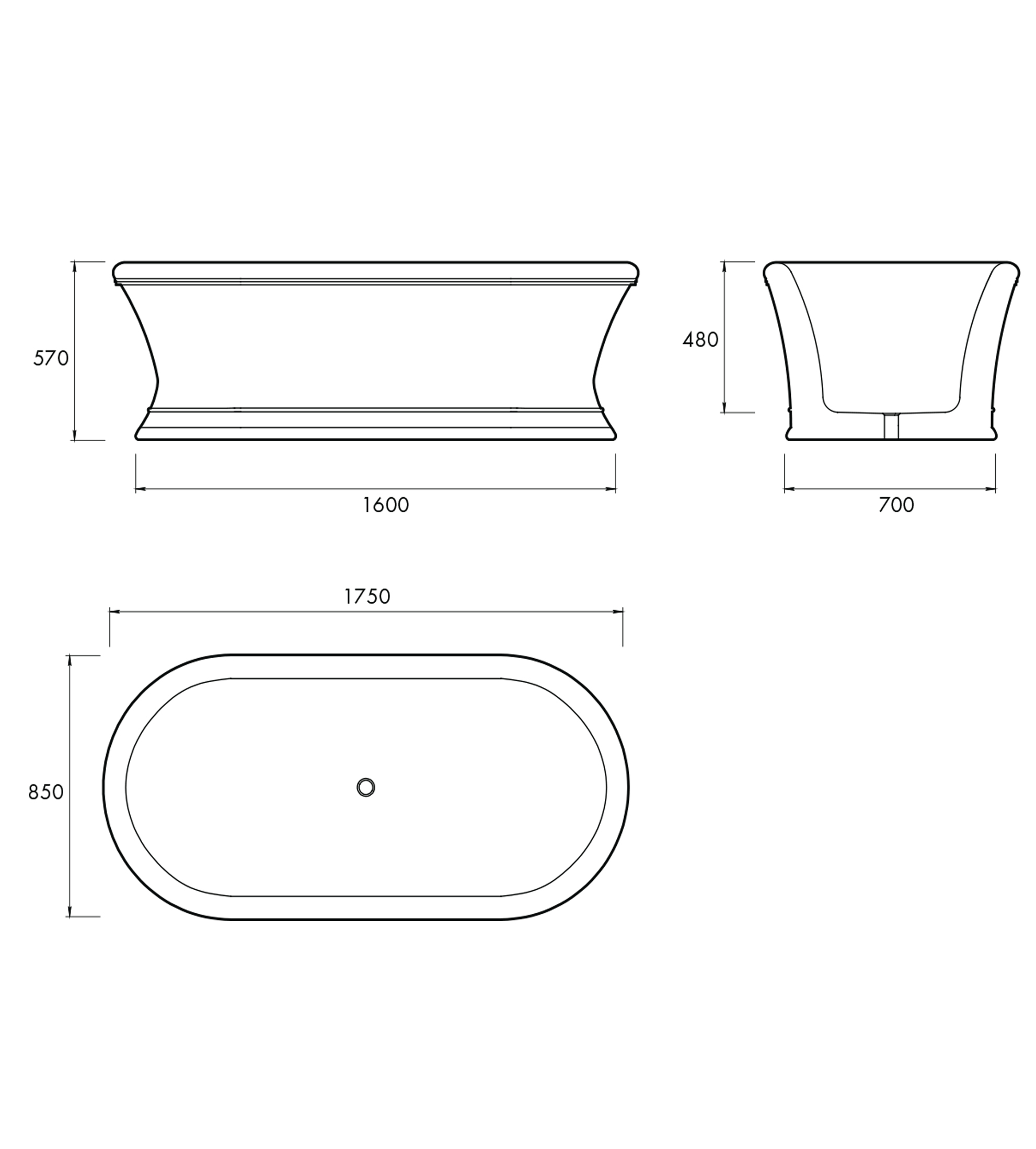 Apaiser Emerald 1750mm Stone Freestanding Bath