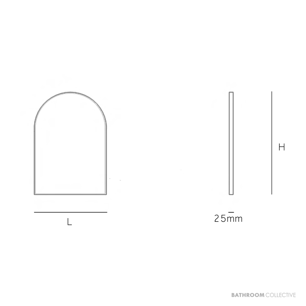 Bespoke Brass Edge Arch Mirror 600 H x 900mm W - Brushed Brass