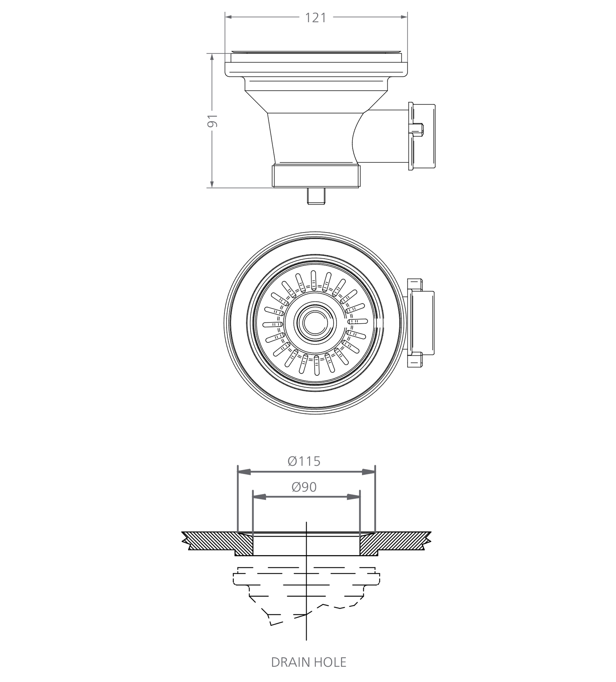 Shaws of Darwen 90mm Basket Strainer - Chrome