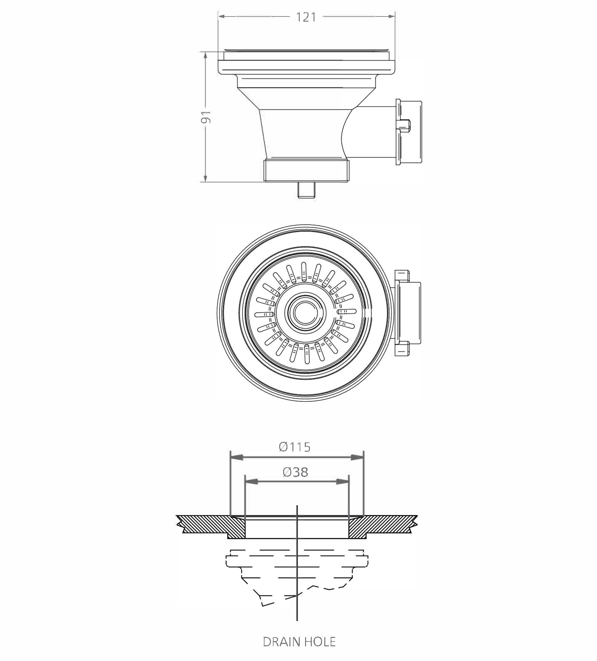 Shaws of Darwen 38mm Basket Strainer (Belfast Only) - Chrome