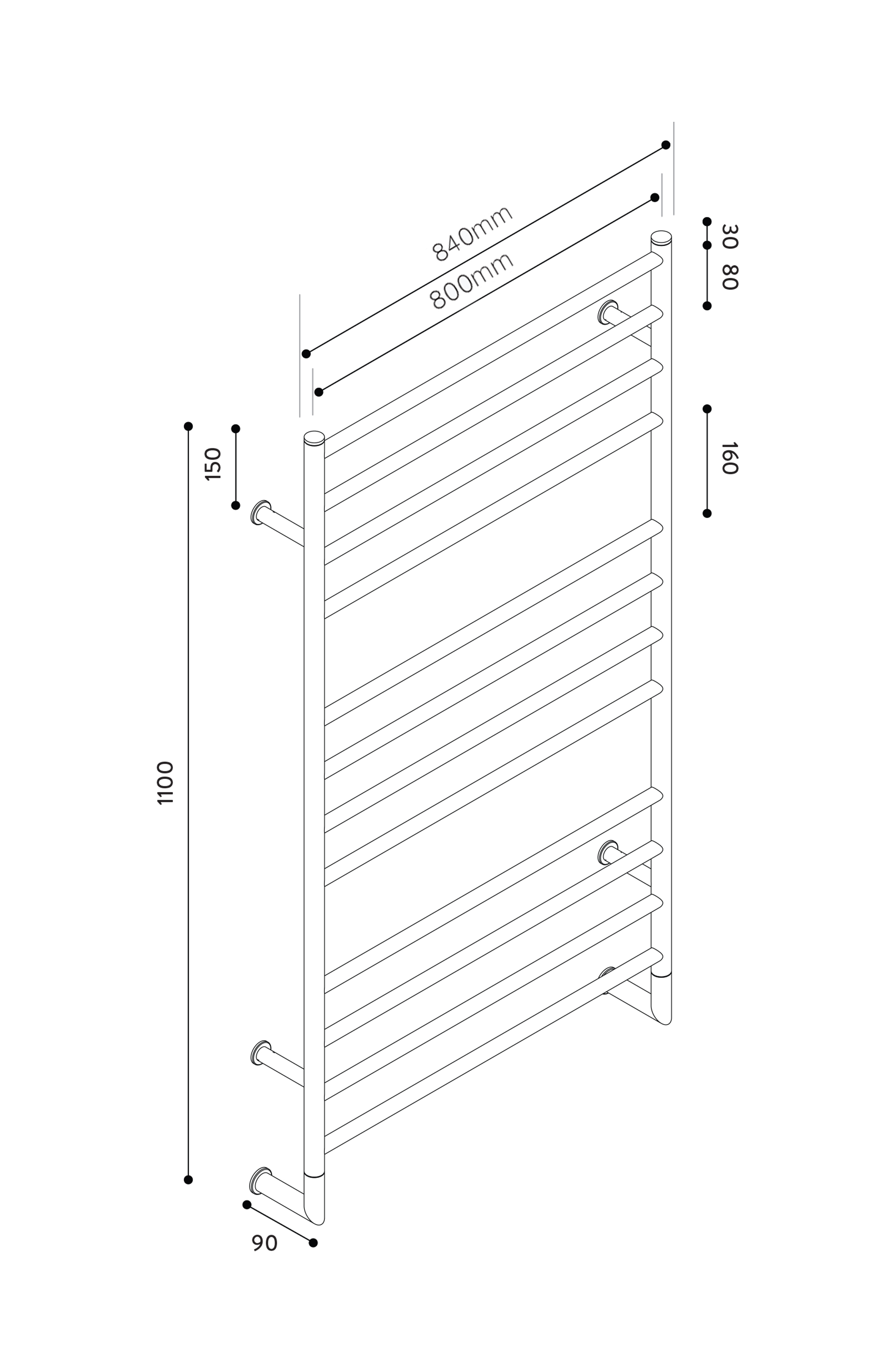 Hydrotherm H Series Non-Heated Towel Rail 1100mm x 800mm
