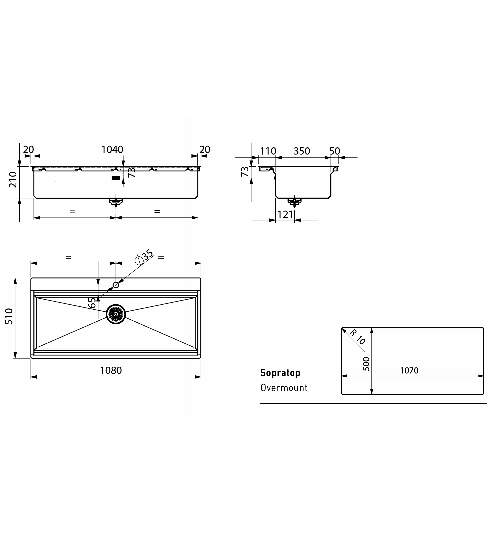 Artinox Layer Workstation Kitchen Sink W1040 1TH Incl. Strainer, Chopping Board, Small Sink, Stainless Steel