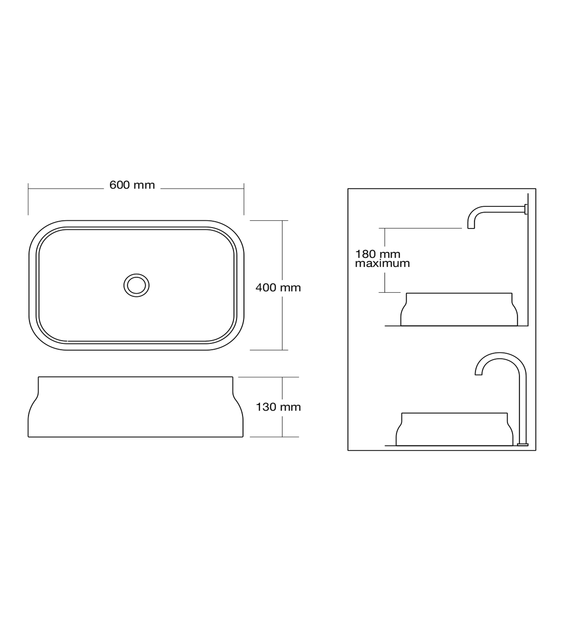 Omvivo Latis Rectangular Basin, Matt White