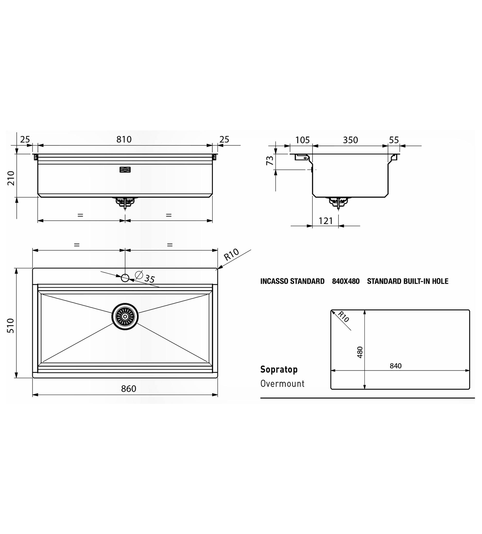 Artinox Layer Workstation Kitchen Sink W860, Taphole At Back, Stainless Steel