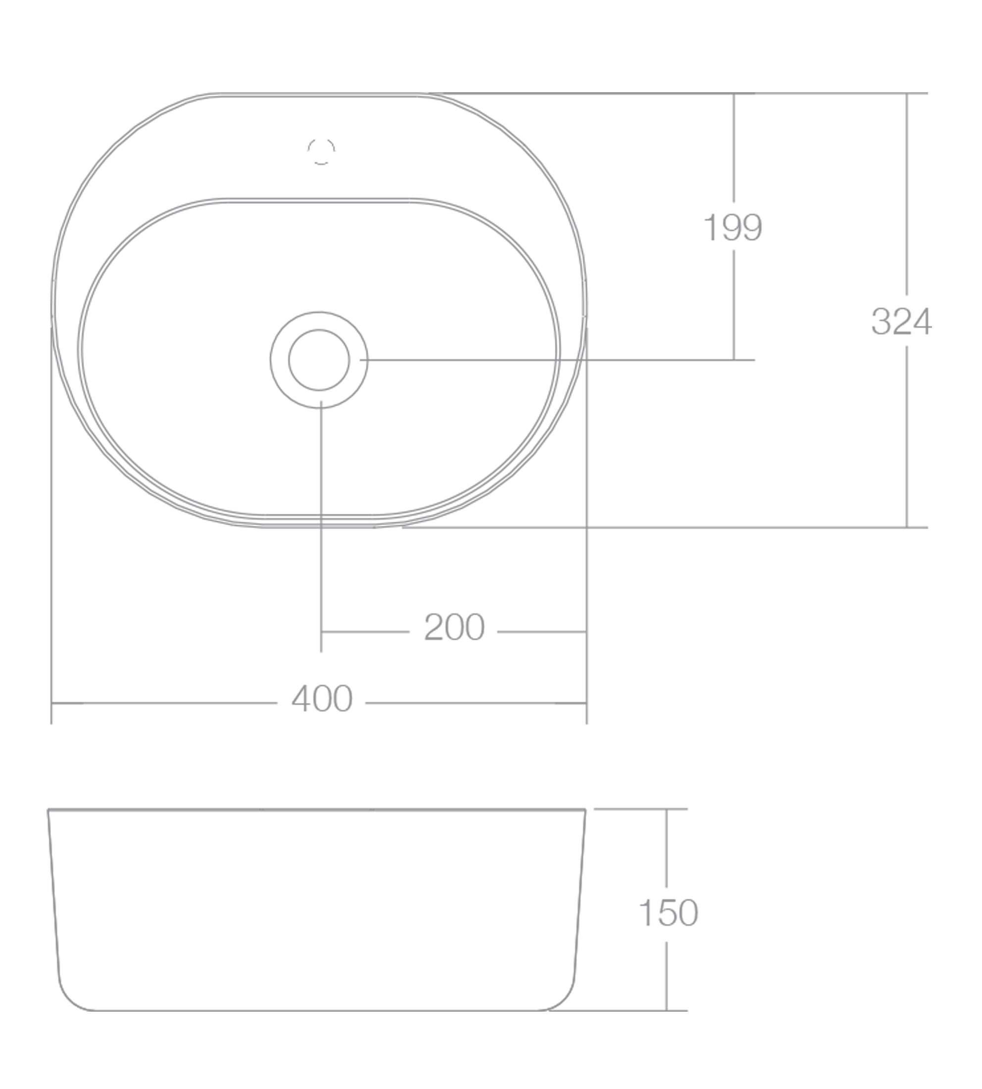 Omvivo Lilli 400mm Wall Basin, Matt White