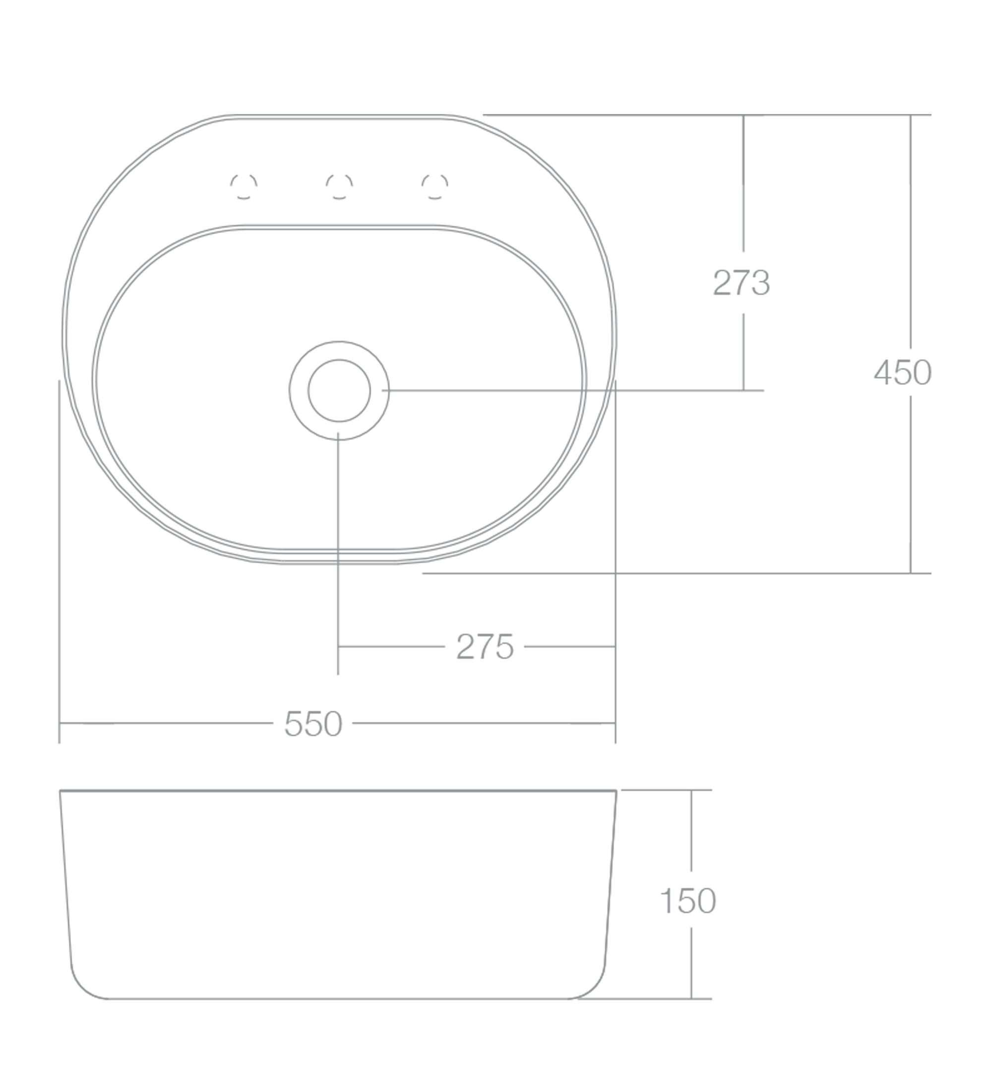 Omvivo Lilli 550mm Wall Basin, Matt White
