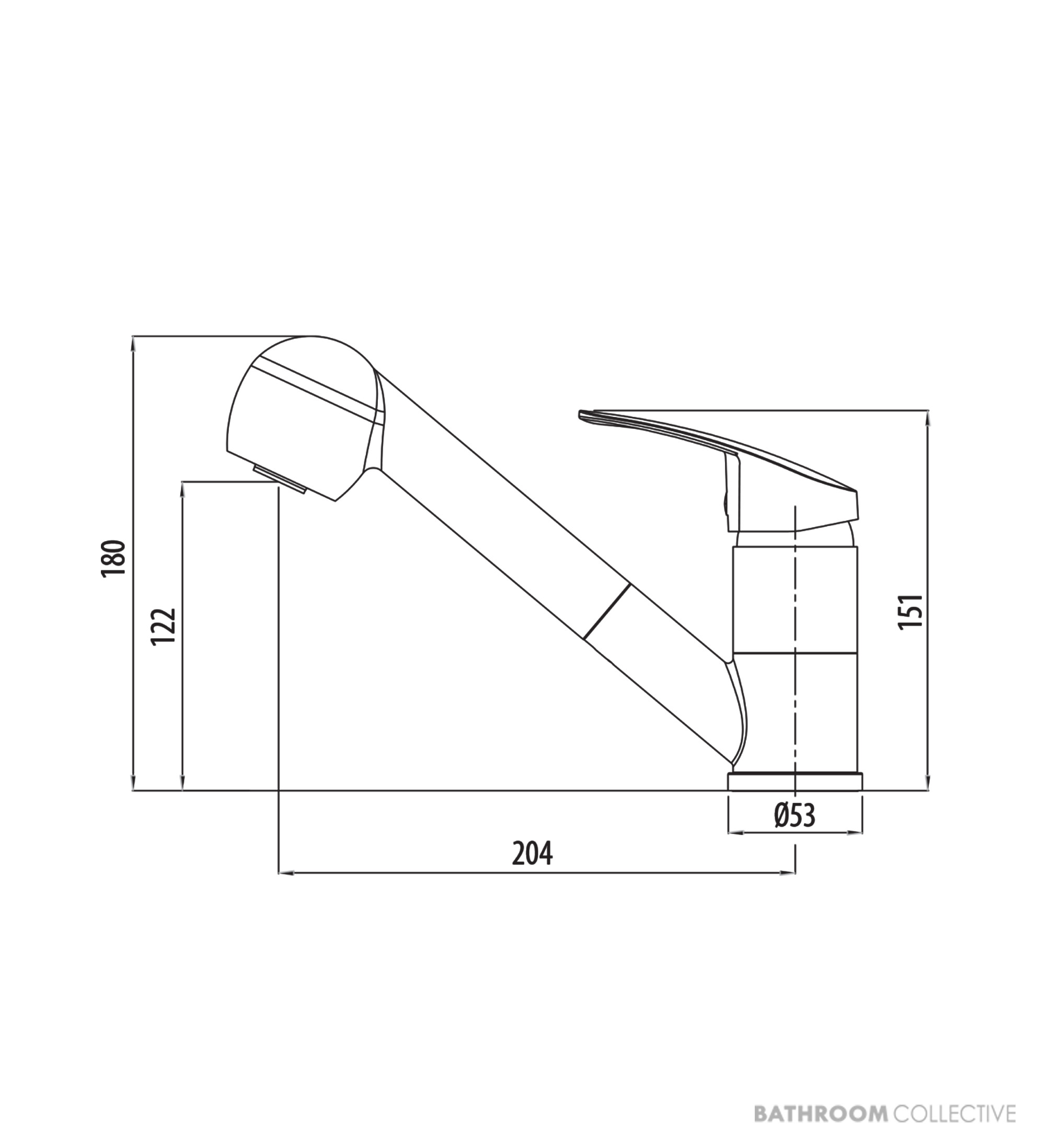 Oliveri London 204mm Pull Out Spray Mixer, Brushed Nickel