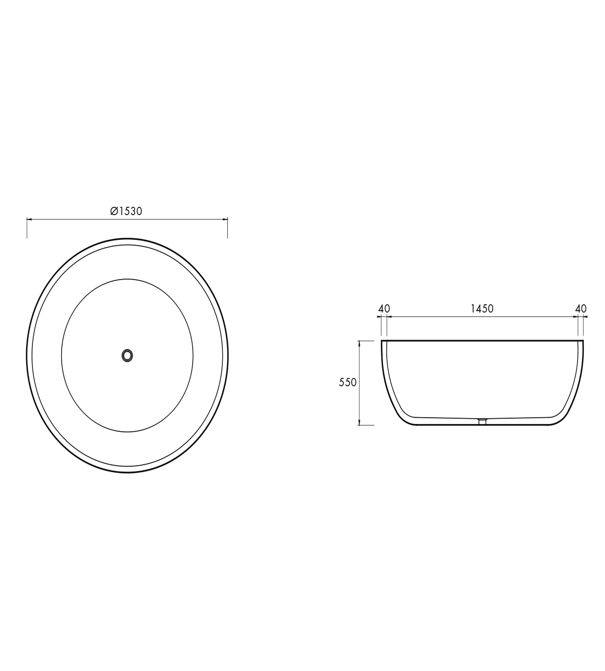 Apaiser Lunar 1530mm Stone Freestanding Bath