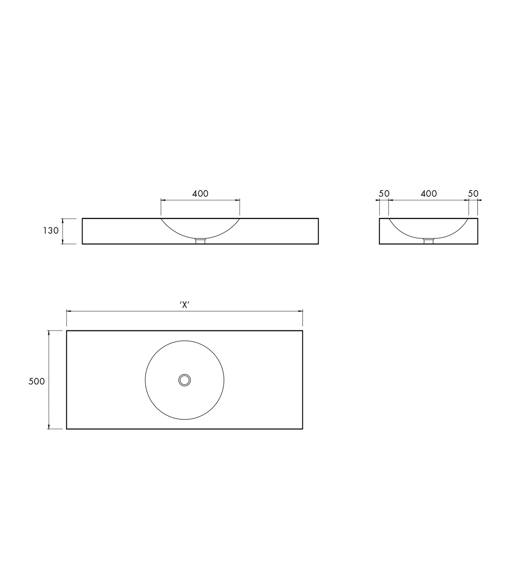 Apaiser Lunar Pond Integrated Basin Single Stone Vanity Top Only