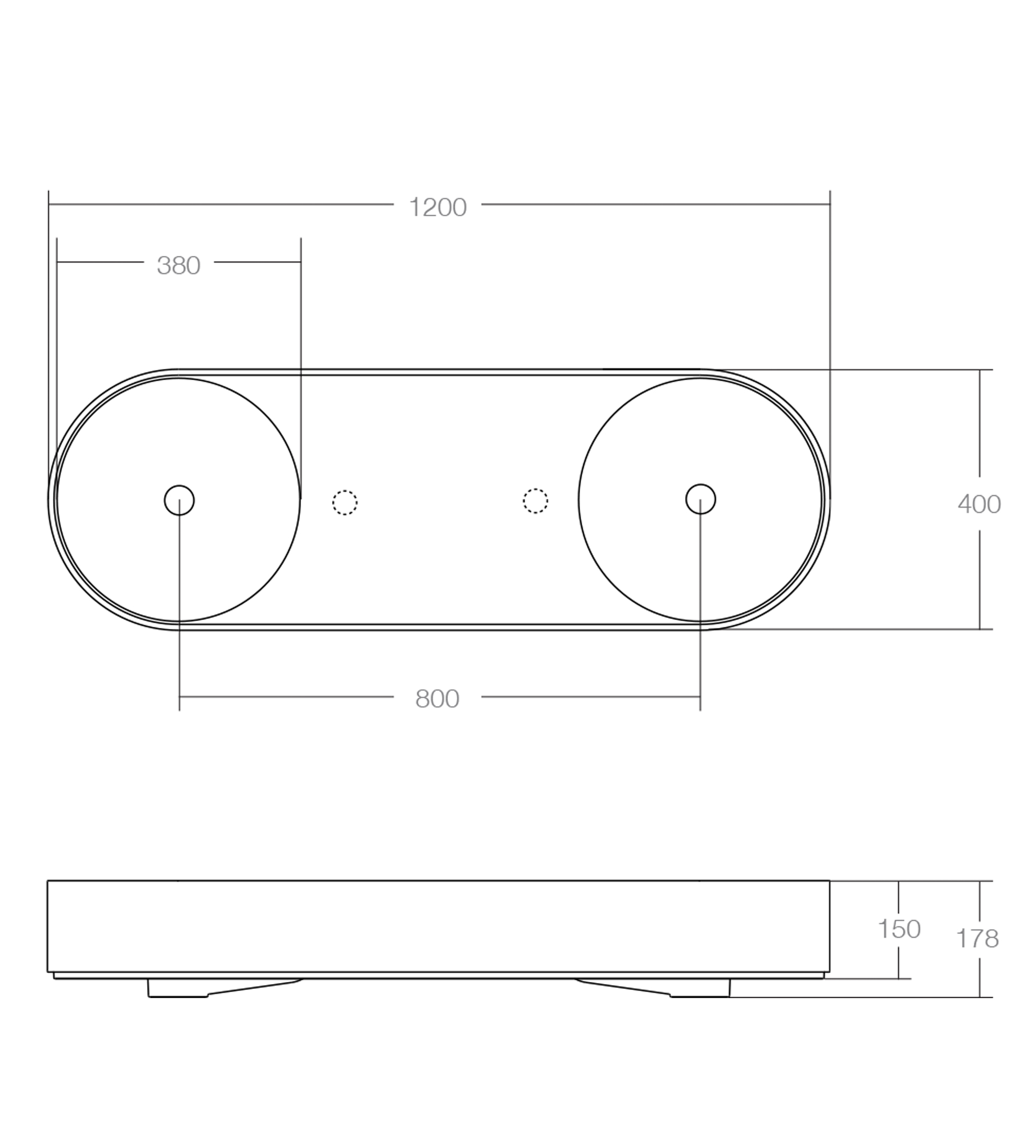 Omvivo Lune 1200mm Double Wall Basin, Matt White