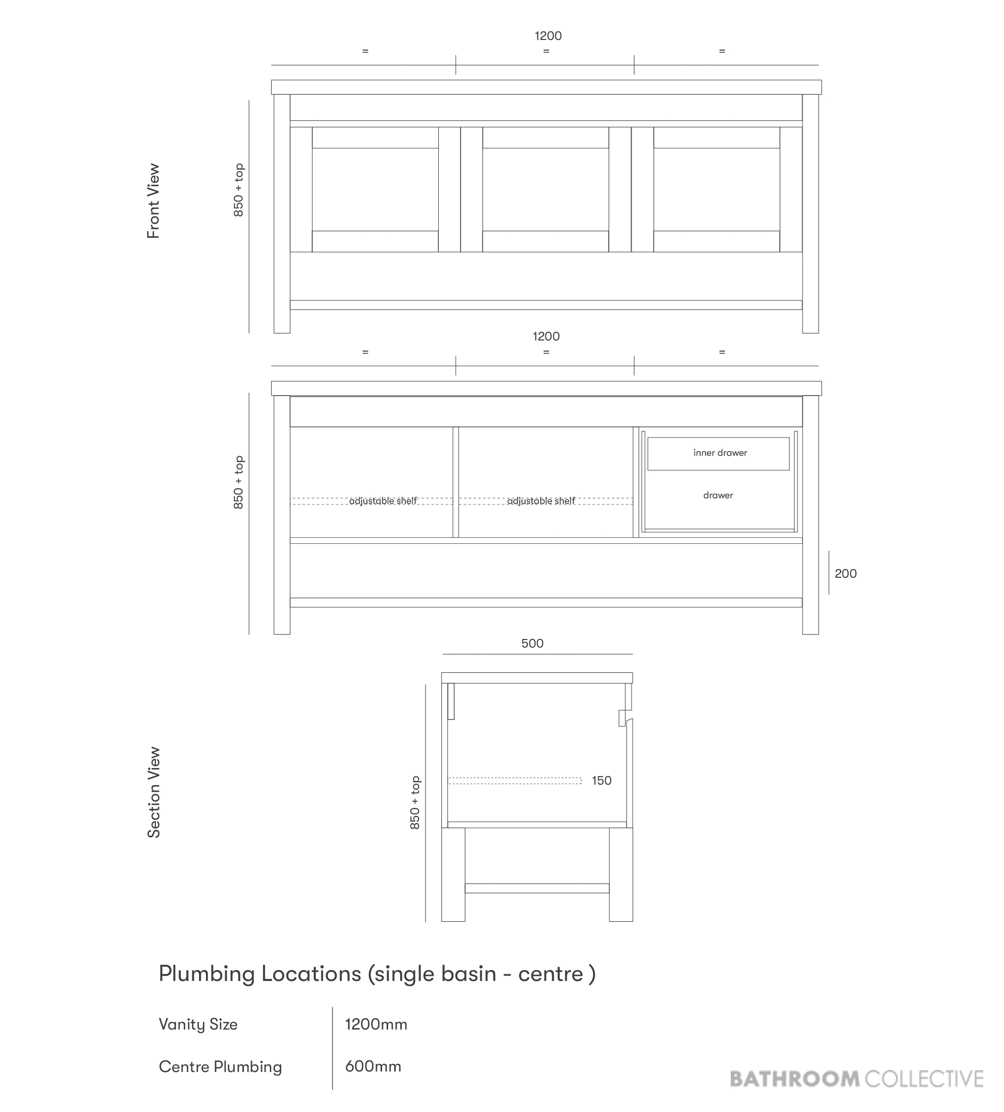 Loughlin Milton Two Door Freestanding Timber Vanity on Legs with Integrated Basin